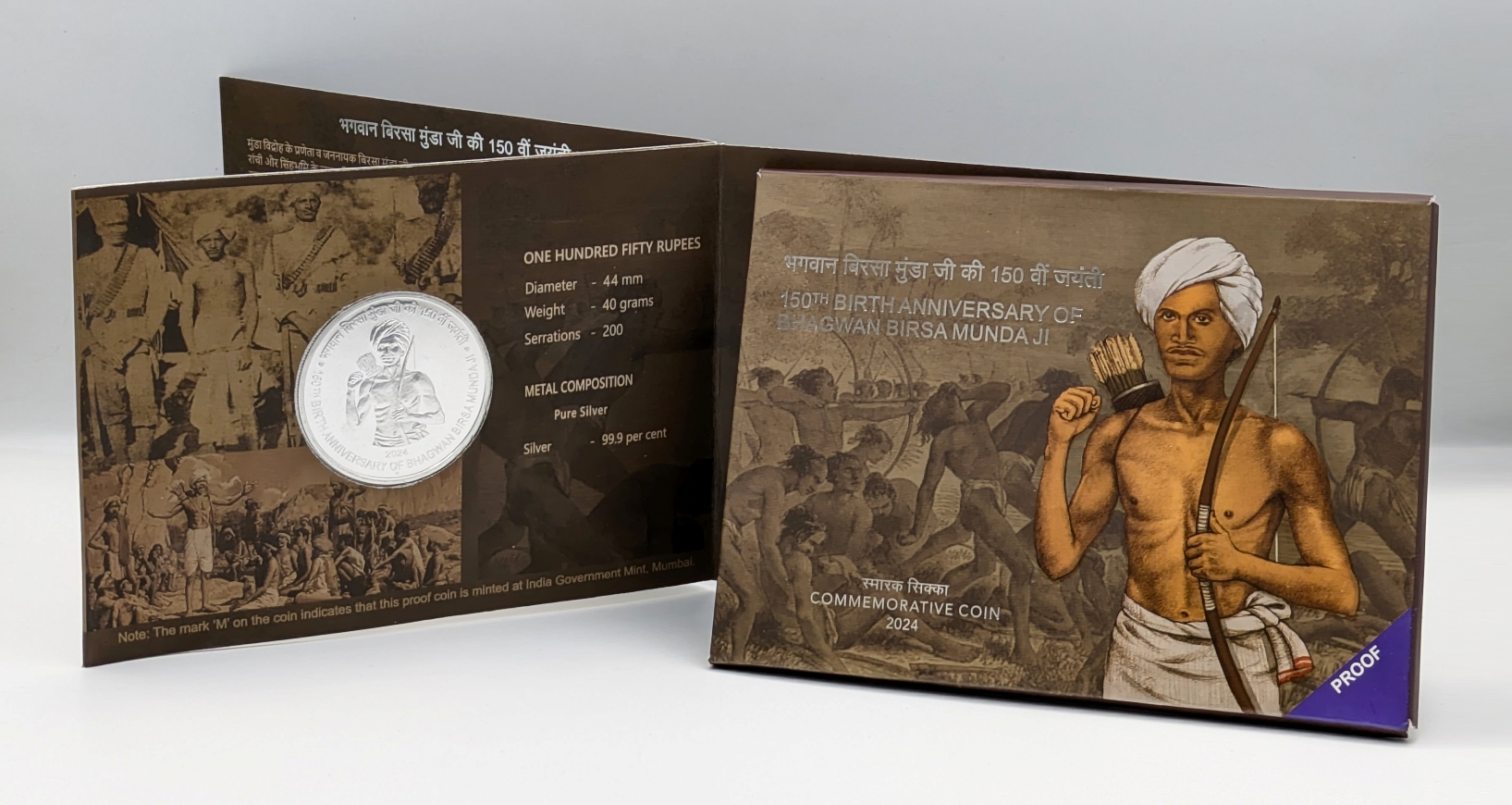 150th Birth Anniversary of Bhagwan Birsa Munda Ji (Denomination of `150) Proof -Folder Packing- FGCO001808 - Image 6