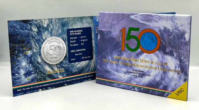 150 Years of India Meteorological Department (Denomination of 150) UNC -Folder Packing -FGCO001767 - Image 4