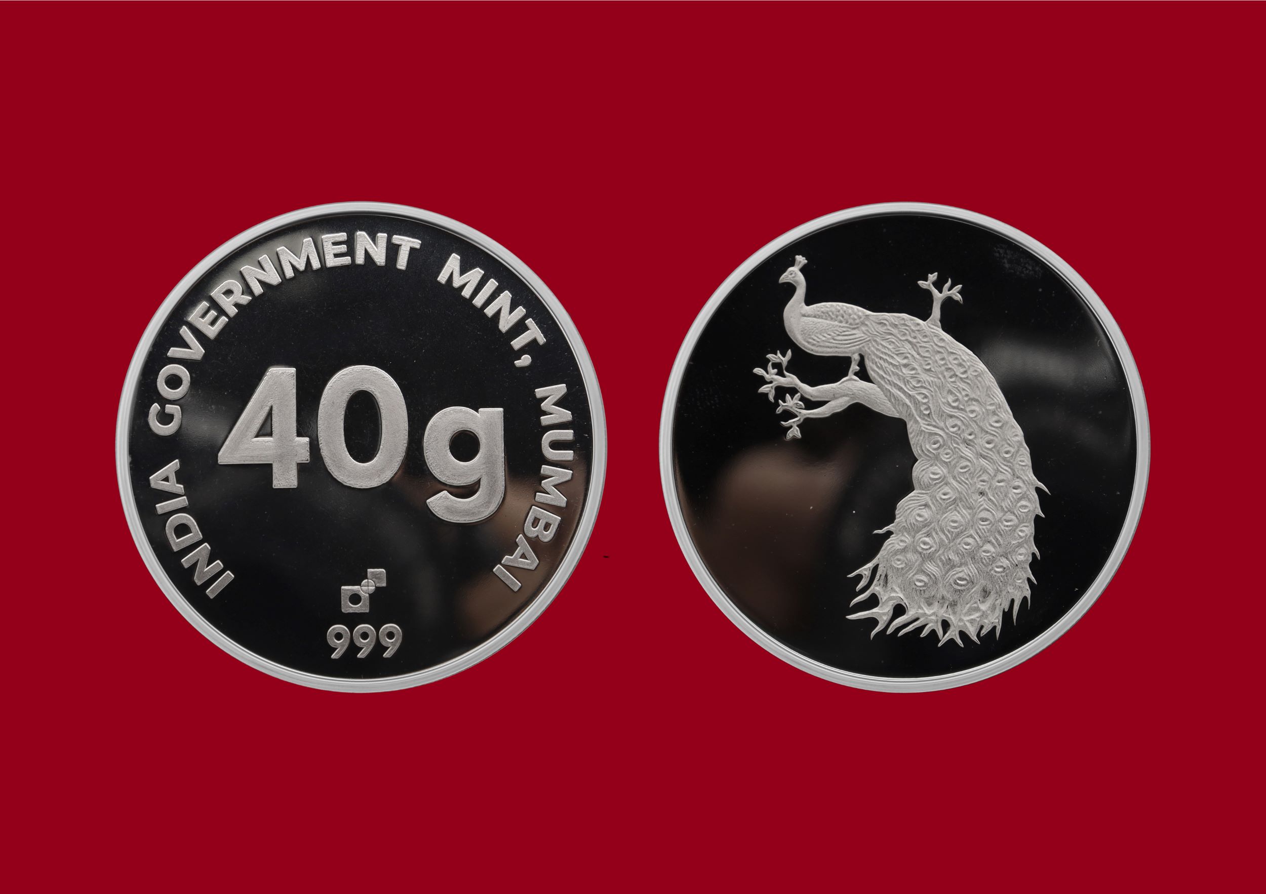 Peacock Silver coin 40gm - FGSM000465