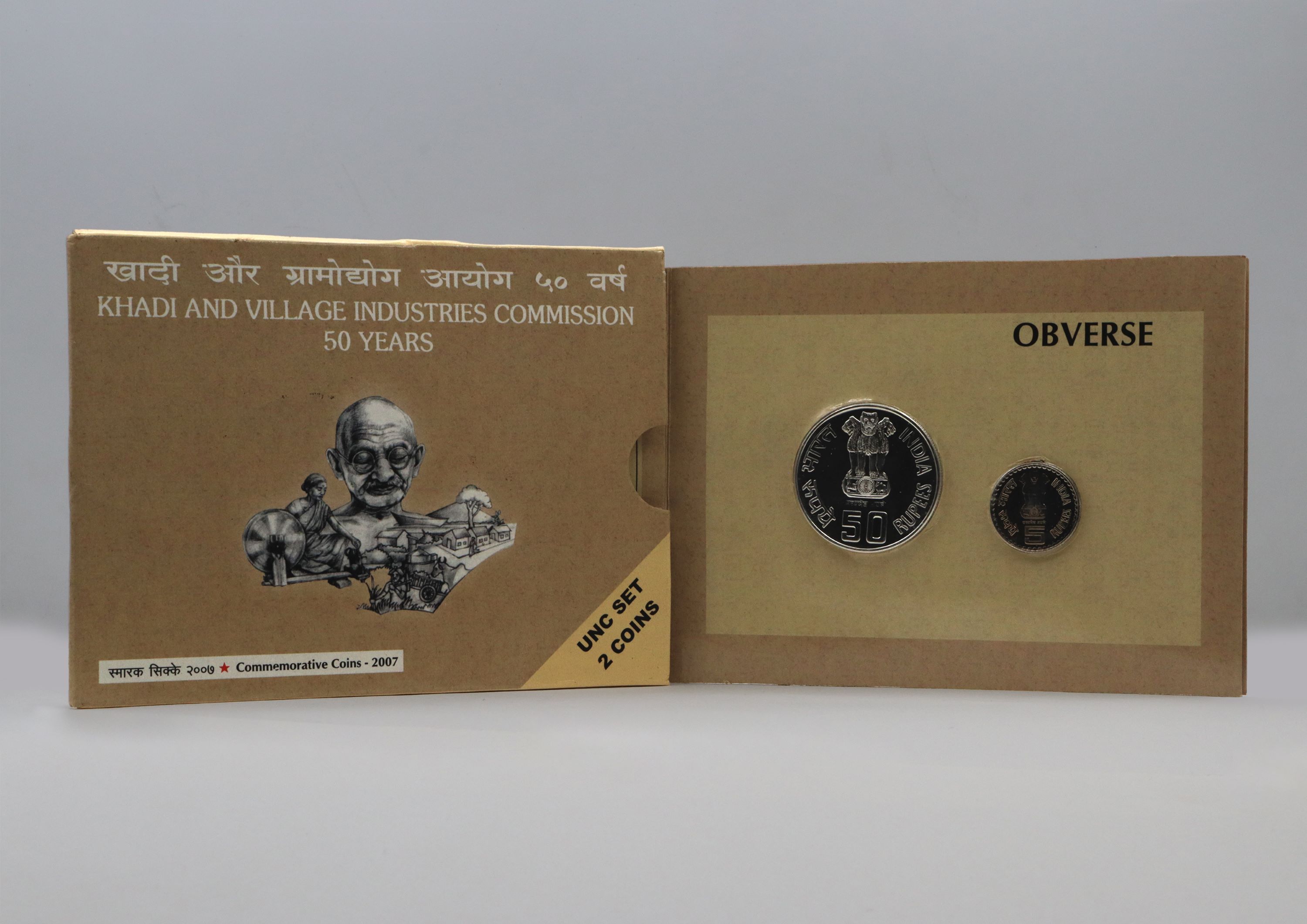 Khadi and Village Industries Commission 50 Years - (Denomination of ₹ 50 & ₹5 )- Folder UNC – FGCO000223