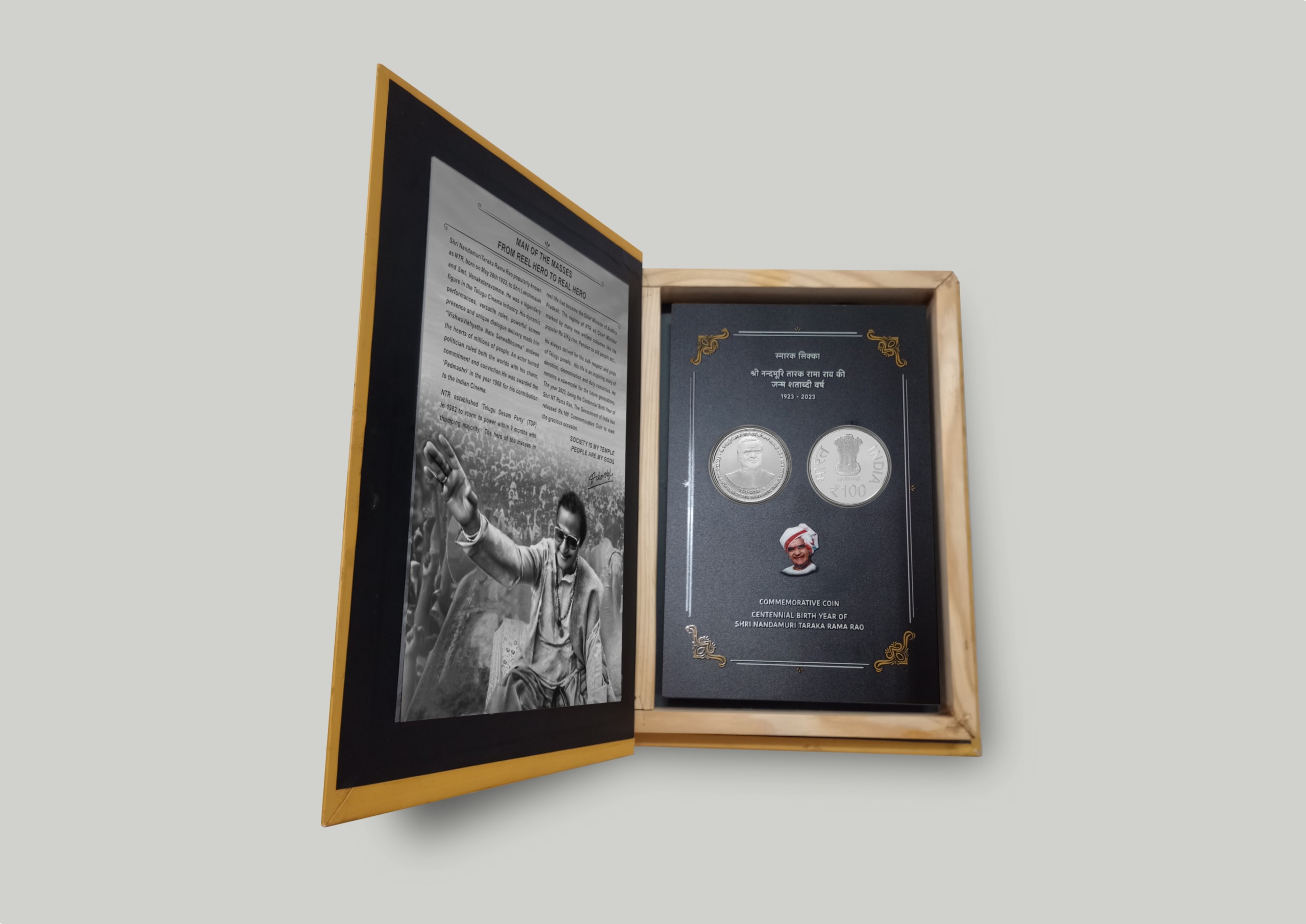 Centennial Birth Year of Shri Nandamuri Taraka Rama Rao | Rs. 100 Proof Coin (2 Nos.) | Book Type - Image 2
