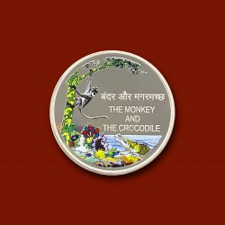 Panchatantra Colour Souvenir Coin on “The Monkey and The Crocodile” Folder Packing - FGMD000739