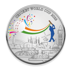 WORLD CUP CRICKET 50 GRAMS COLOUR SILVER SOUVENIR COIN