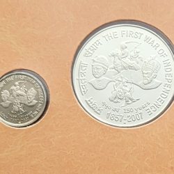 स्वतंत्रता की प्रथम लढाई / 150th Yr of The First War of Independence (1857-2007)-(2 Coin Set-Rs.100 & Rs. 5) - Proof - FGCO000343