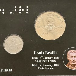 PROOF - 200TH BIRTH ANNIVERSARY OF LOUIS BRAILLE (2 Coin Set)