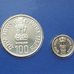 महात्मा बस्वेश्वरा / Mahatma Basaveshwara-(2 Coin Set-Rs. 100 & 5) -UNC - FGCO000150